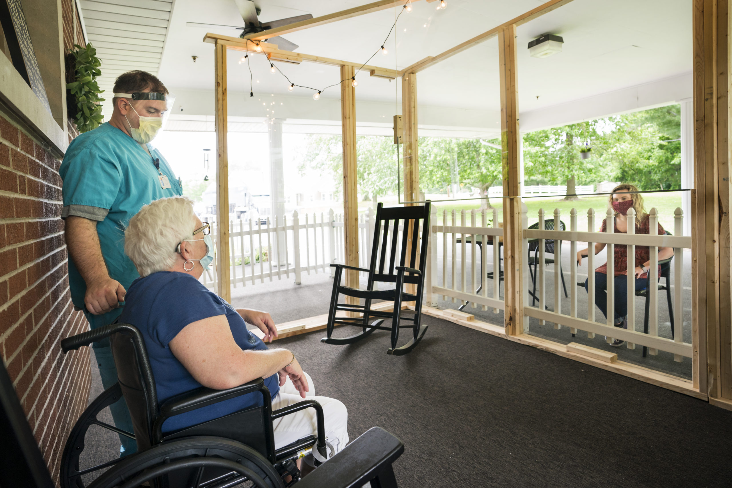 Visiting patients face to face safely at a nursing home Families meeting seniors in nursing homes